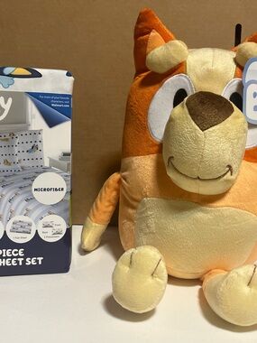 Bluey Microfiber 4-Piece Full Sheet Set & Bingo Bedtime Plush